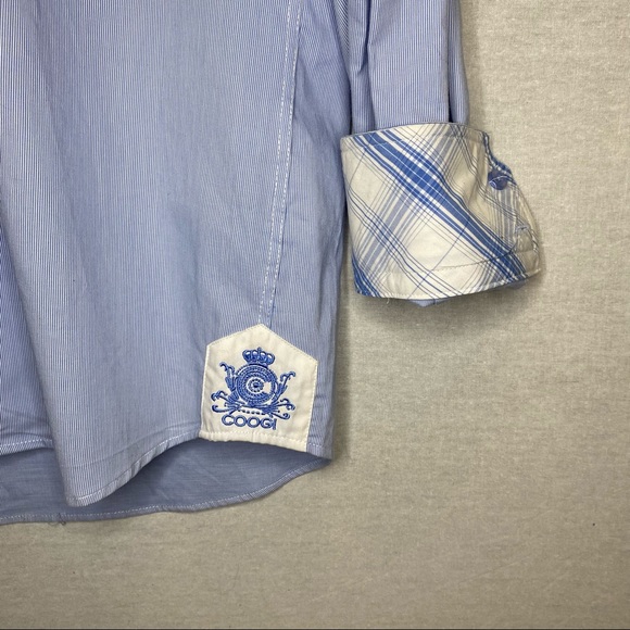 Coogi Luxe Dress Shirt Light Blue Contrast Cuffs & Collar Men’s Medium (15.5/16) - Picture 6 of 15